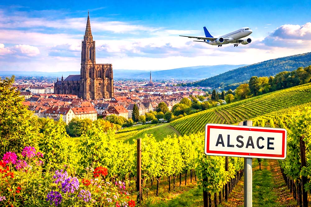 Airports in Alsace. Image generated by Openai