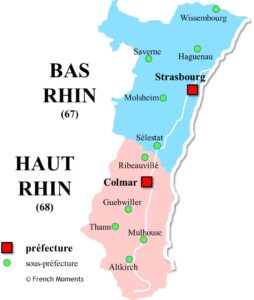 Administrative map of Alsace
