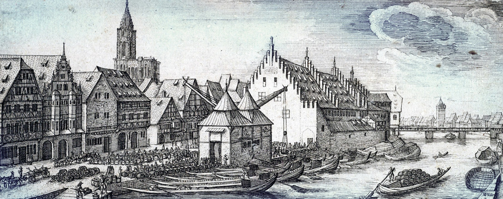 An engraving by Wenceslas Hollar showing Strasbourg in the 17th century